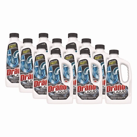 Drano Liquid Drain Cleaner, 32oz Safety Cap Bottle, PK12 318593
